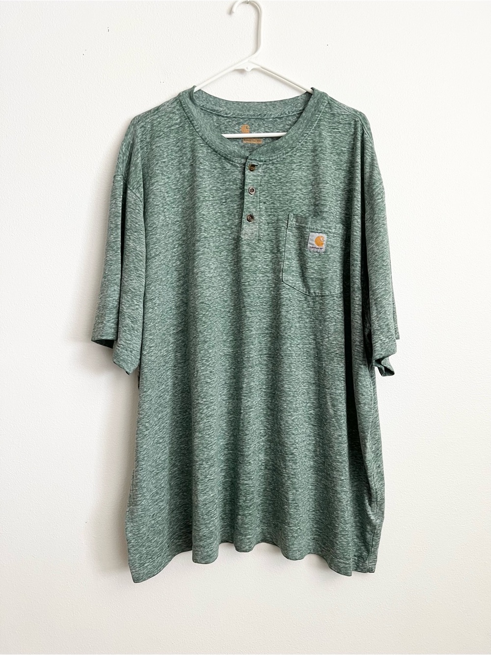 Carhartt Men’s 3XL K84 Henley Pocket T-Shirt Green Heather Workwear Basic Tee